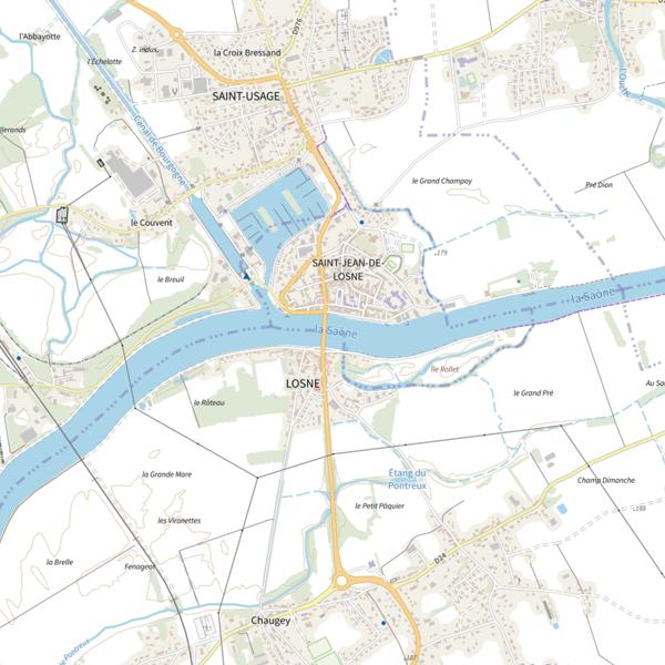 Plan cartographique de Parcours de pêche de Losne