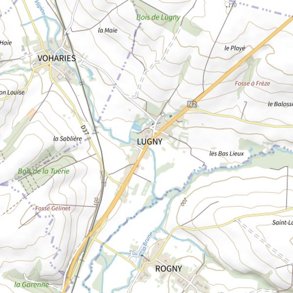Plan cartographique de Parcours de pêche de Lugny