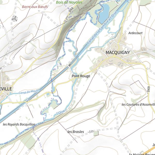 Plan cartographique de Parcours de pêche de Macquigny