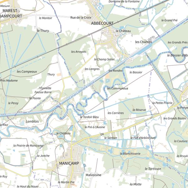 Plan cartographique de Parcours de pêche de Manicamp