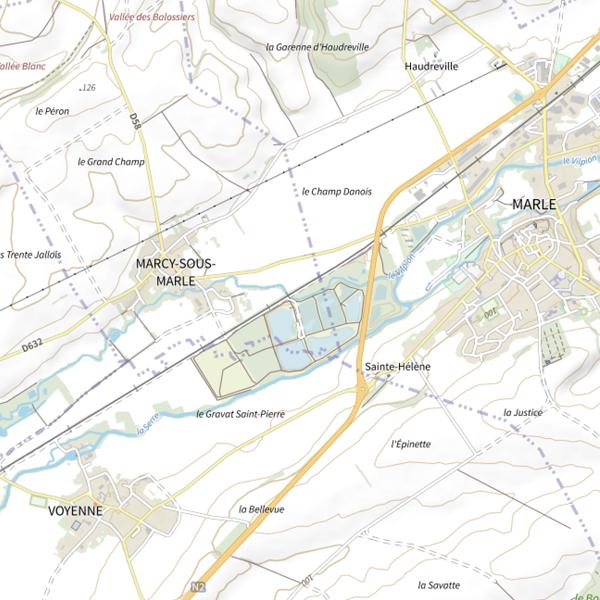 Plan cartographique de Parcours de pêche de Marcy-sous-Marle