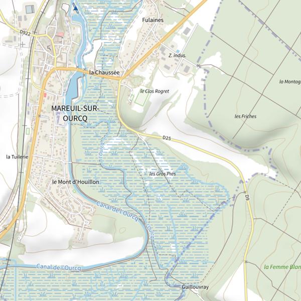 Plan cartographique de Parcours de pêche de Mareuil-sur-Ourcq