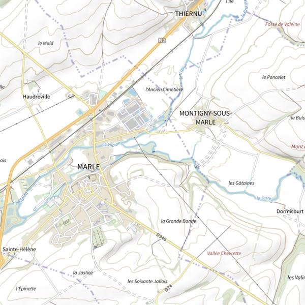 Plan cartographique de Parcours de pêche de Marle