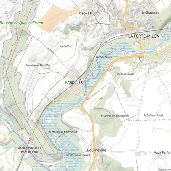 Plan cartographique de Parcours de pêche de Marolles