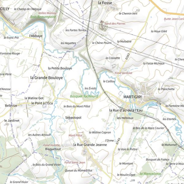 Plan cartographique de Parcours de pêche de Martigny