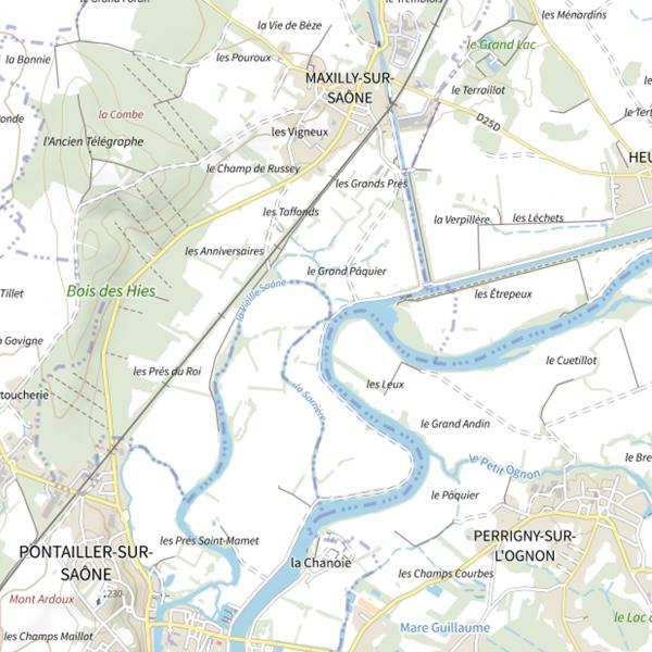 Plan cartographique de Parcours de pêche de Maxilly-sur-Saône