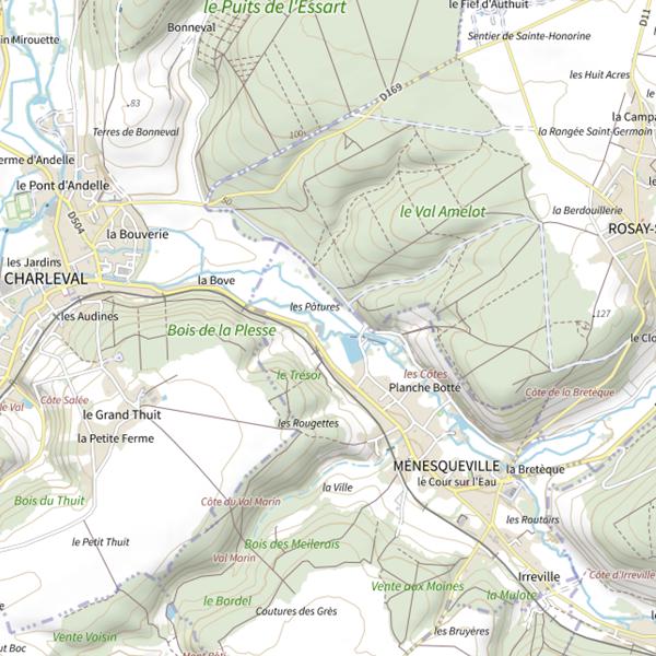 Plan cartographique de Parcours de pêche de Ménesqueville