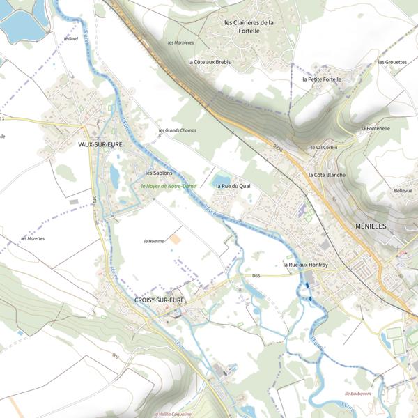 Plan cartographique de Parcours de pêche de Ménilles