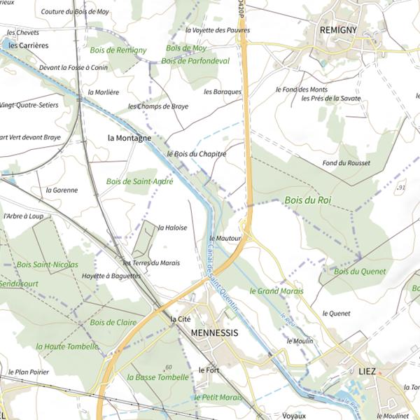 Plan cartographique de Parcours de pêche de Mennessis