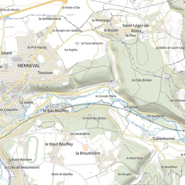 Plan cartographique de Parcours de pêche de Menneval