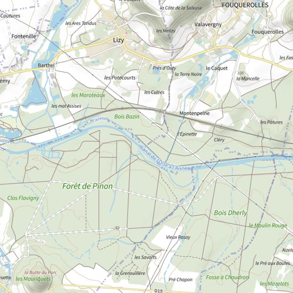 Plan cartographique de Parcours de pêche de Merlieux-et-Fouquerolles