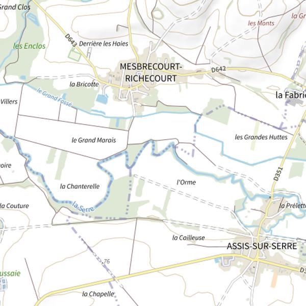 Plan cartographique de Parcours de pêche de Mesbrecourt-Richecourt