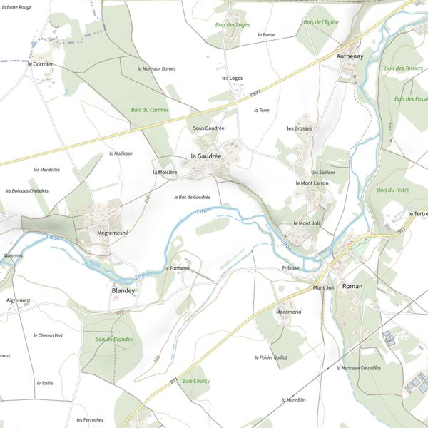 Plan cartographique de Parcours de pêche de Mesnils-sur-Iton