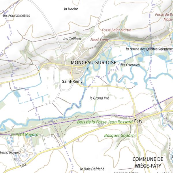 Plan cartographique de Parcours de pêche de Monceau-sur-Oise