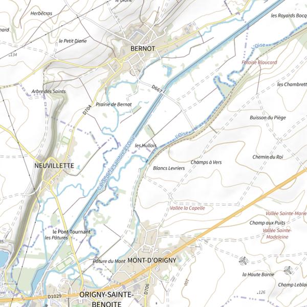 Plan cartographique de Parcours de pêche de Mont-d'Origny