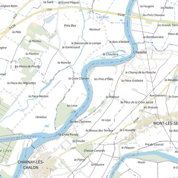 Plan cartographique de Parcours de pêche de Mont-lès-Seurre