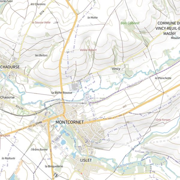 Plan cartographique de Parcours de pêche de Montcornet