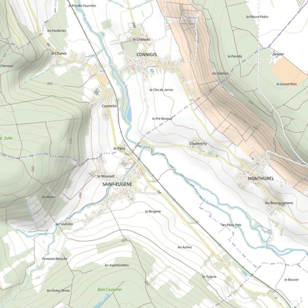 Plan cartographique de Parcours de pêche de Monthurel