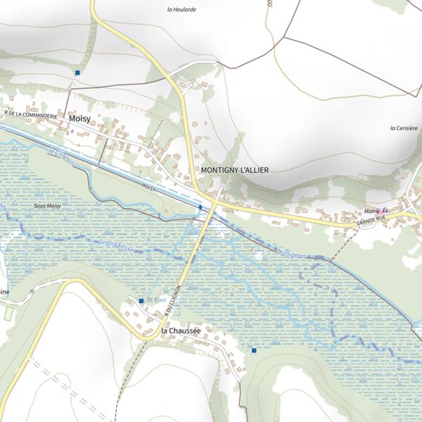 Plan cartographique de Parcours de pêche de Montigny-l'Allier