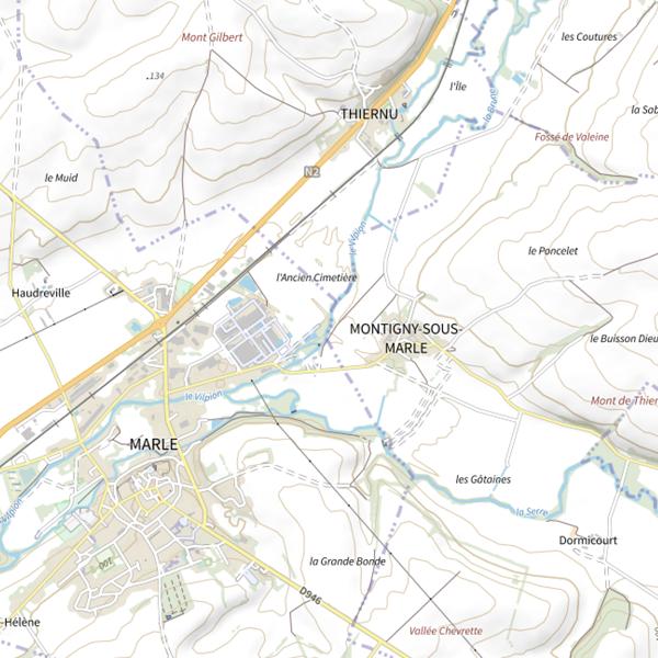 Plan cartographique de Parcours de pêche de Montigny-sous-Marle