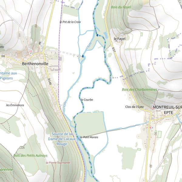 Plan cartographique de Parcours de pêche de Montreuil-sur-Epte