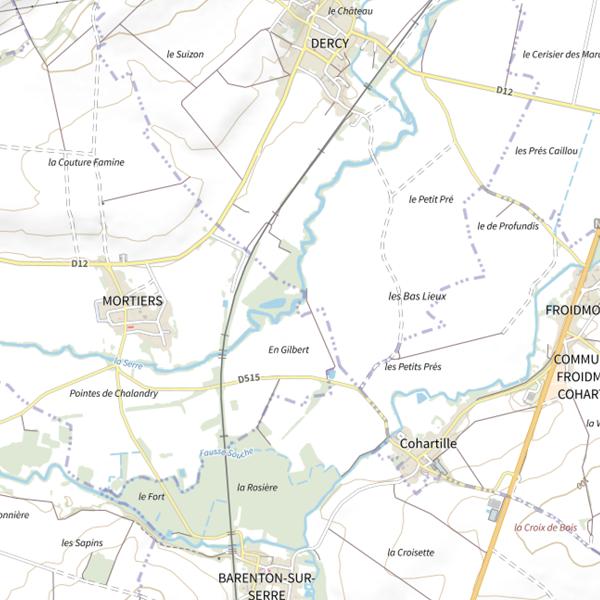 Plan cartographique de Parcours de pêche de Mortiers