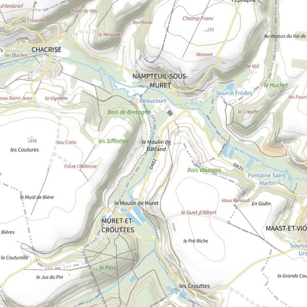 Plan cartographique de Parcours de pêche de Muret-et-Crouttes