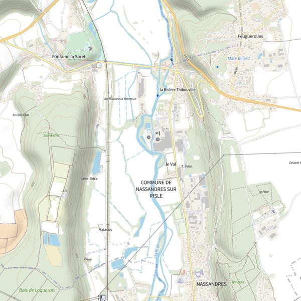 Plan cartographique de Parcours de pêche de Nassandres sur Risle