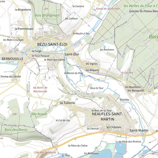 Plan cartographique de Parcours de pêche de Neaufles-Saint-Martin