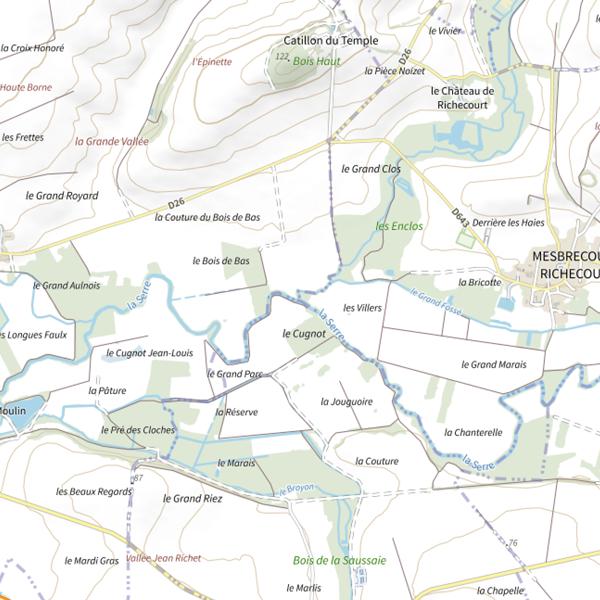 Plan cartographique de Parcours de pêche de Nouvion-et-Catillon