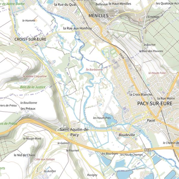 Plan cartographique de Parcours de pêche de Pacy-sur-Eure