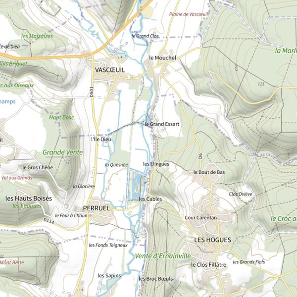 Plan cartographique de Parcours de pêche de Perruel