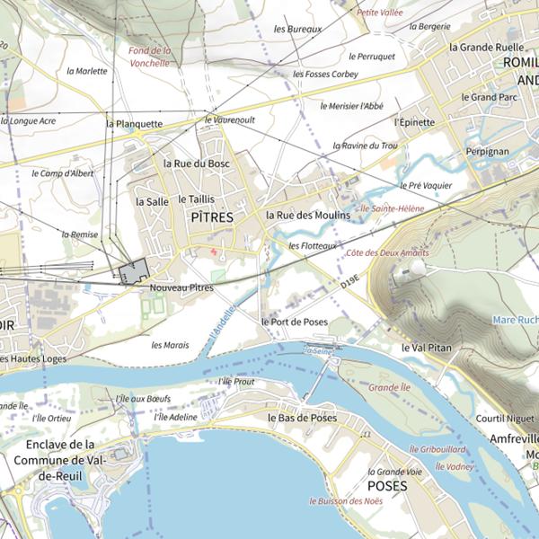 Plan cartographique de Parcours de pêche de Pîtres