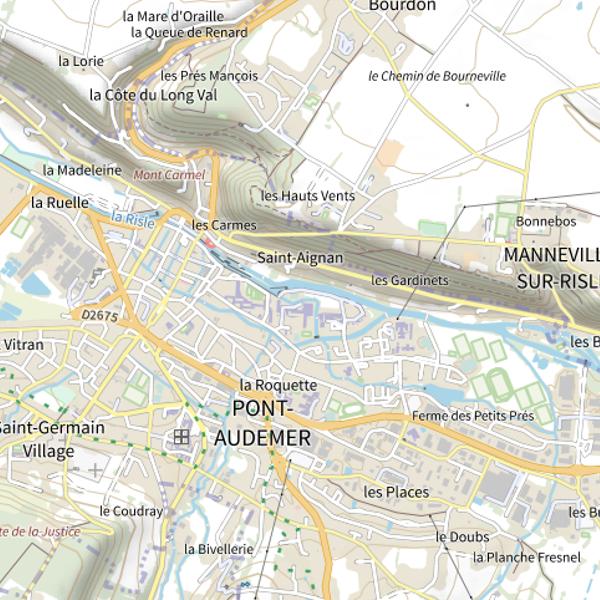 Plan cartographique de Parcours de pêche de Pont-Audemer