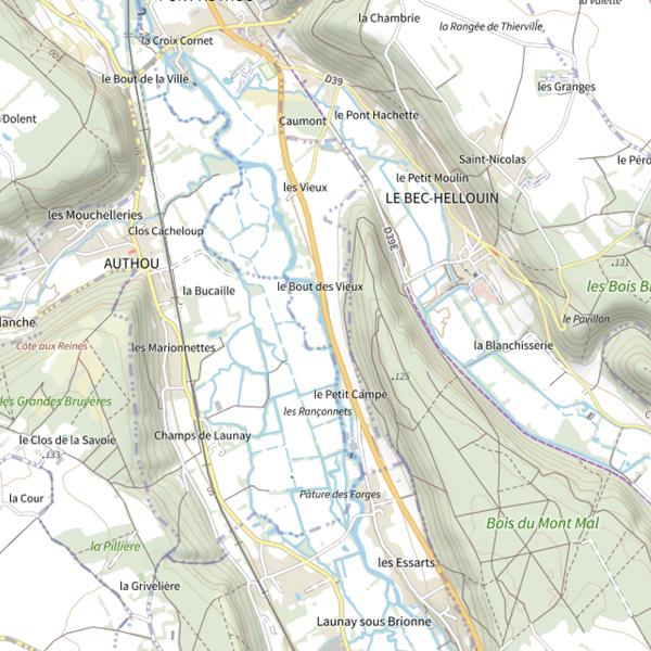 Plan cartographique de Parcours de pêche de Pont-Authou