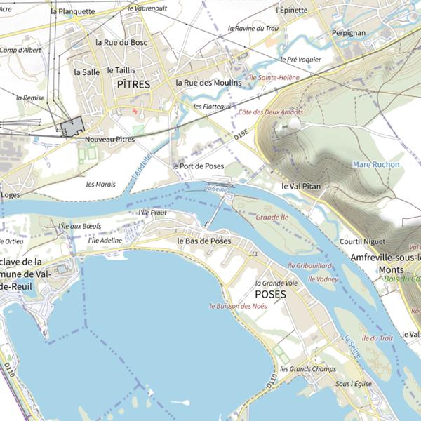 Plan cartographique de Parcours de pêche de Poses