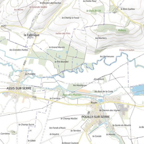Plan cartographique de Parcours de pêche de Pouilly-sur-Serre