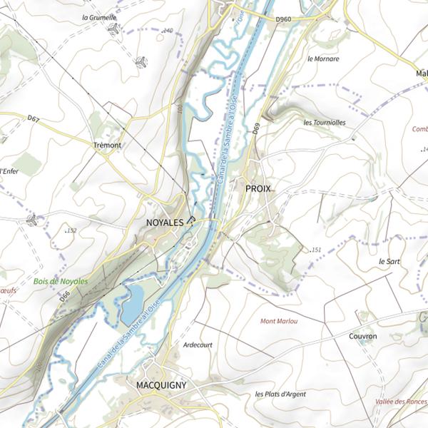 Plan cartographique de Parcours de pêche de Proix