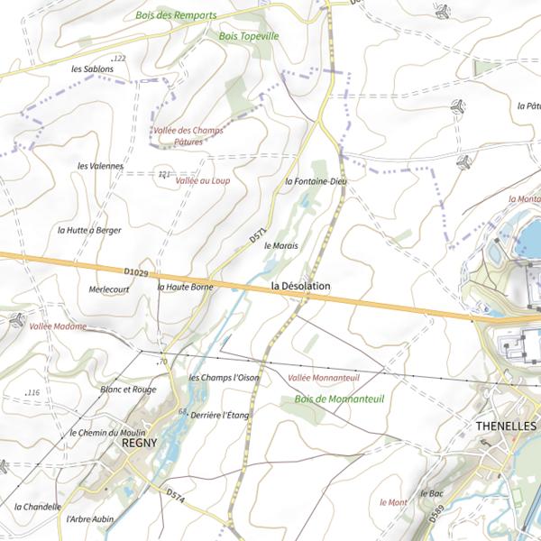 Plan cartographique de Parcours de pêche de Regny
