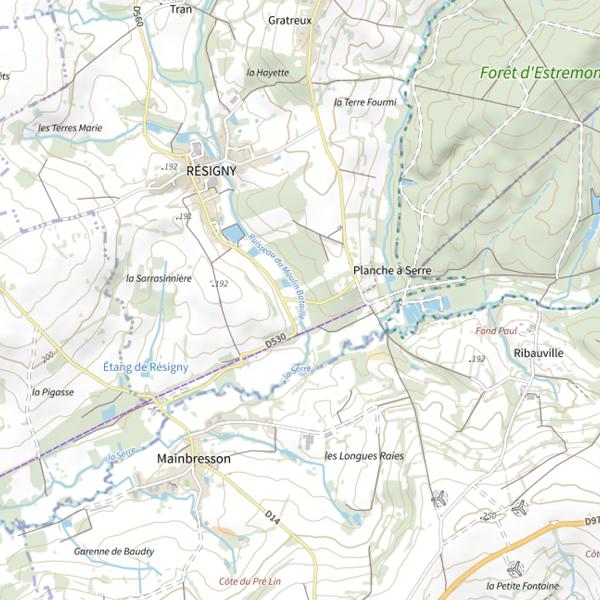 Plan cartographique de Parcours de pêche de Résigny