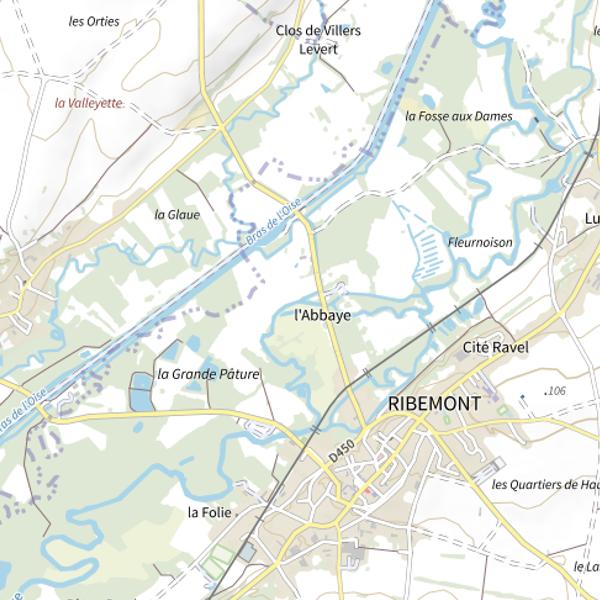 Plan cartographique de Parcours de pêche de Ribemont