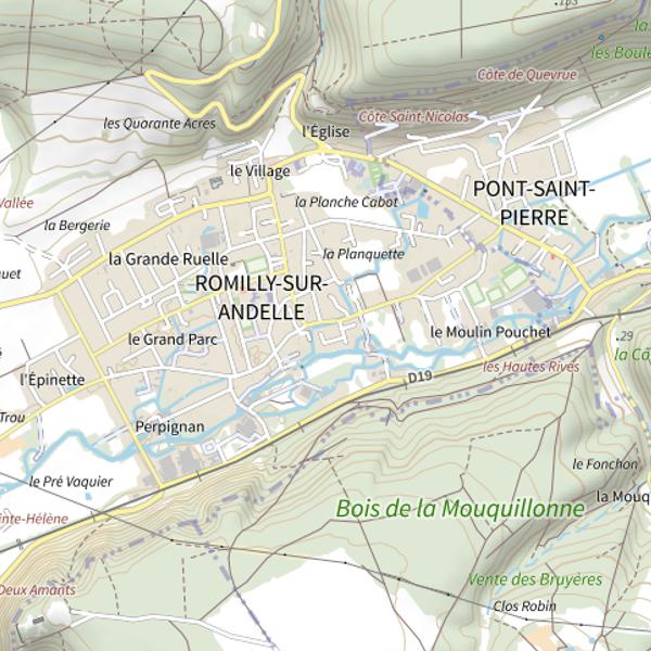 Plan cartographique de Parcours de pêche de Romilly-sur-Andelle