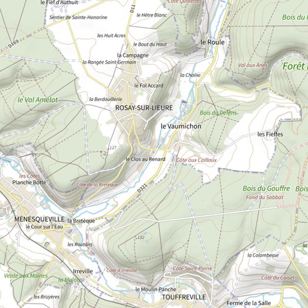 Plan cartographique de Parcours de pêche de Rosay-sur-Lieure