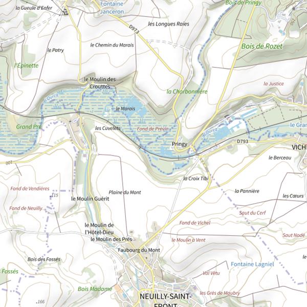 Plan cartographique de Parcours de pêche de Rozet-Saint-Albin