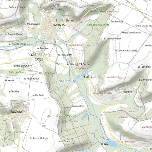 Plan cartographique de Parcours de pêche de Rozières-sur-Crise