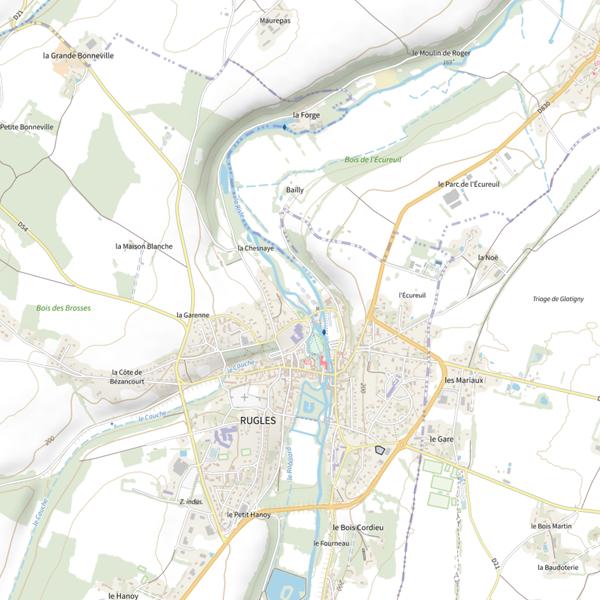Plan cartographique de Parcours de pêche de Rugles