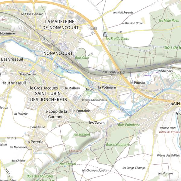 Plan cartographique de Parcours de pêche de Saint-Lubin-des-Joncherets