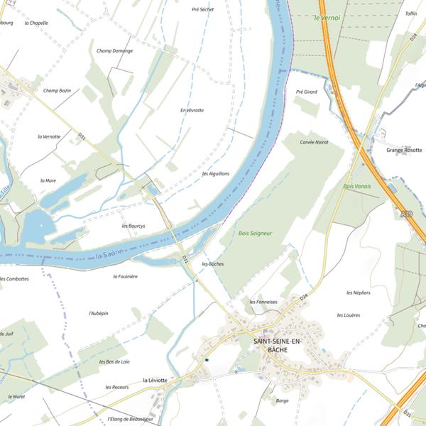 Plan cartographique de Parcours de pêche de Saint-Seine-en-Bâche