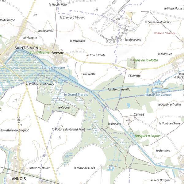 Plan cartographique de Parcours de pêche de Saint-Simon