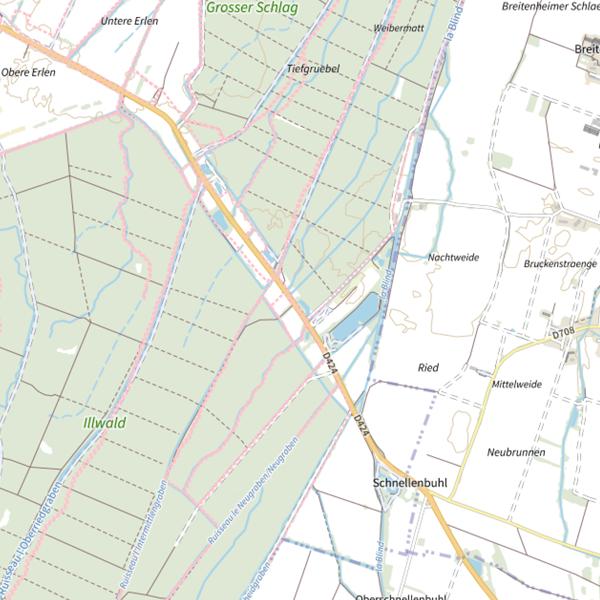 Plan cartographique de Parcours de pêche de Sélestat
